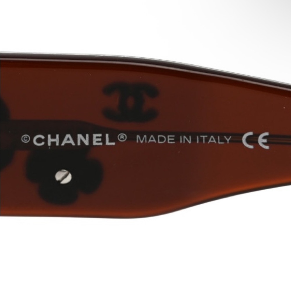 Chanel 5113 538/73 Sunglasses Transparent Brown with Black Camellia Flowers - Picture 14 of 16
